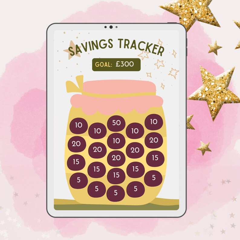 Gold Digital Savings Tracker, Colourful Savings Planner, Etsy Tracker, Savings Chart, Gold Savings Tracker Digital image 1