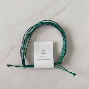 Wizard HP House String Bracelet - Green and Silver