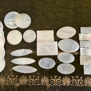 Collection of 28 Antique 19thC Mother of Pearl Chinese Gaming Counters/Tokens/Chips - Varied Design