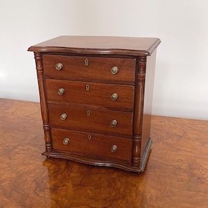 Antique English Golden Oak Victorian Period Table-top Chest of Drawers circa 1890