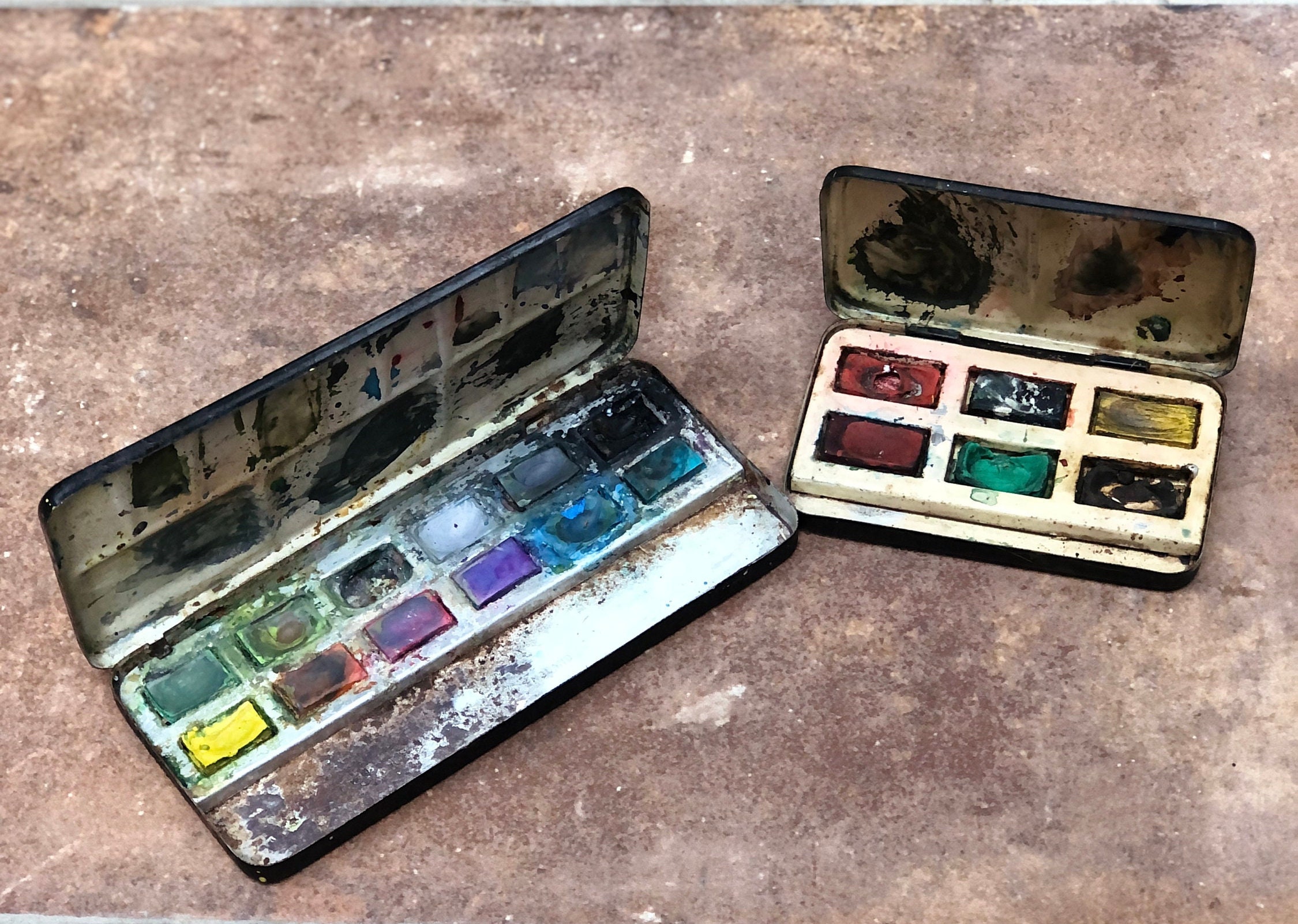 antique watercolor palettes