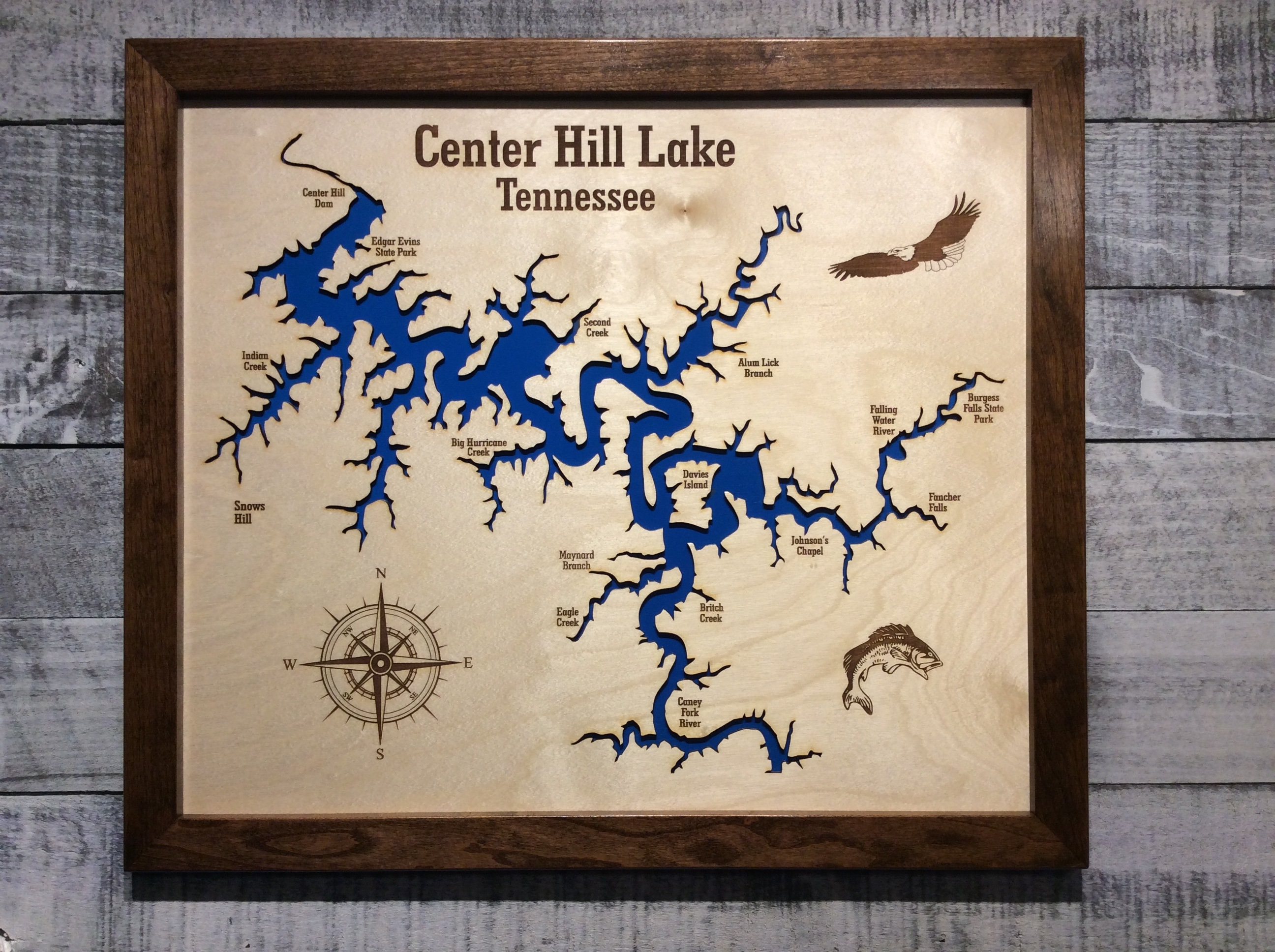 Center Hill Lake Map Center Hill Lake Tennessee. Laser Engraved And Cut Wooden | Etsy Singapore