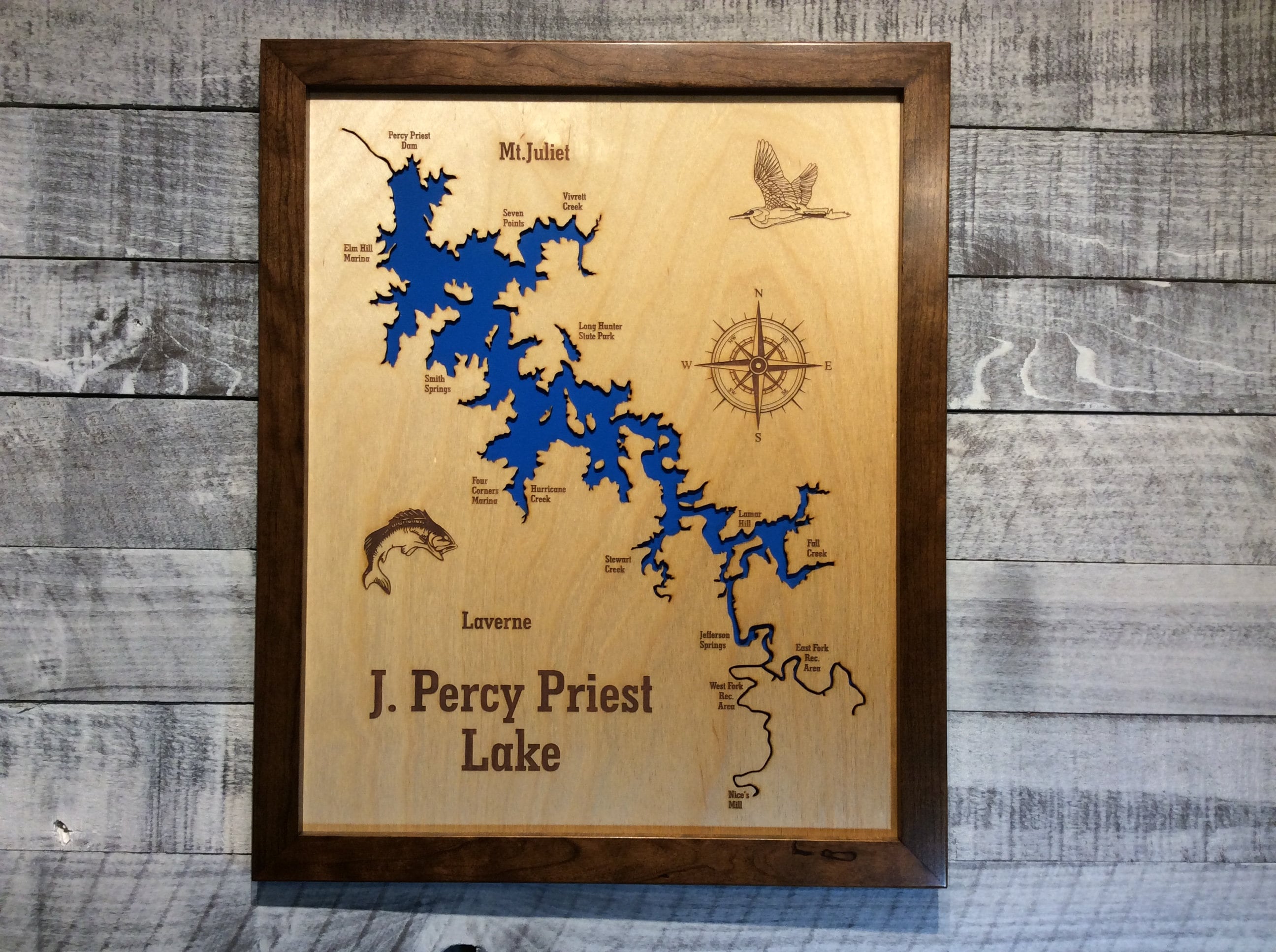 J Percy Priest Lake Tennessee Laser Cut And Engraved Wooden Etsy