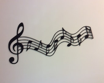 Music notes, wavy, staff