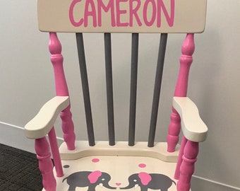 Elephant Rocking Chair - baby girl nursery - baby elephant - nursery gift - pink and grey nursery