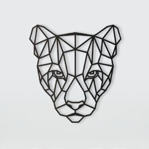 Geometric Puma Wall art, cougar decor, Geometric panther puma, Hanging wall art, wooden wall decor