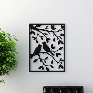 Bird wall decor, Birds on branch wall art, Hanging wall art tree, Birds wooden wall decor, Wooden wall art, Home decor