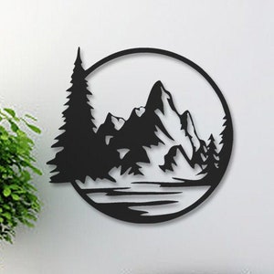 Mountains and forest wall decor, Mountain wall art, Hanging wall art mountains, Fir tree wall art, Pine tree wooden wall decor, Forest art