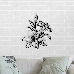 Lily wall decor, Flower wall art, Lily wall hanging, Floral wall art, Wooden wall decor, Wooden wall art, Home decor, Wall decor