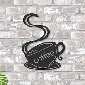 Coffee wall art Coffee cup wall hanging Coffee wall decor Wooden coffee sign Coffee cup sign Kitchen decor Wooden wall art