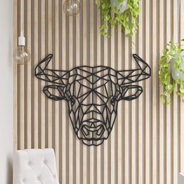 Wooden Bull Head Wall Art Etsy