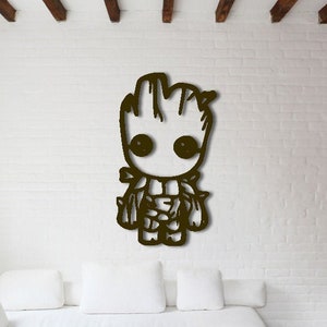Groot Wandkunst, Baby Groot Wanddekoration, Hängende Wandkunst Groot, Holz Wanddekoration, Holz Wandkunst, Geometrische Wandkunst, Holz Wandbehang