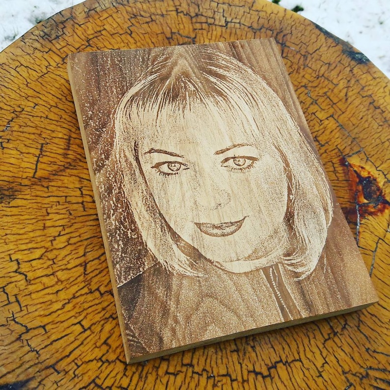 Photo engraved on the wood photo engraving Personalized Etsy