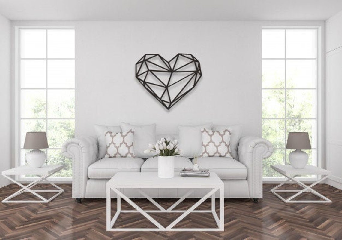 Heart Wall Decor Heart Wall Art Geometric Polygonal Heart Etsy
