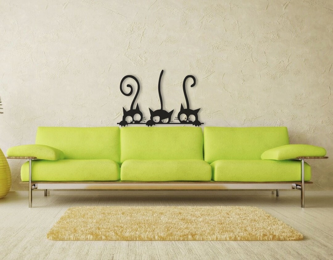 Wooden Cats Wall Art, Cats Decor, Geometric Cats, Hanging Wall Art