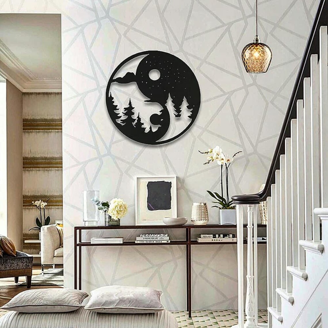 Yin Yang wooden wall decor Yin Yang wall art Balance symbol Etsy