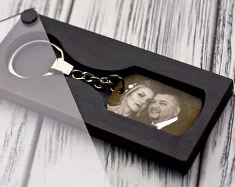 Photo keychains, Photo engraved keychain, Gift for her, Gift for him, Keychain with engraving