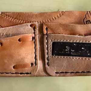 Cartera plegable de cuero con diseño de guante de béisbol vintage hecha a mano, regalo para hombre y mujer
