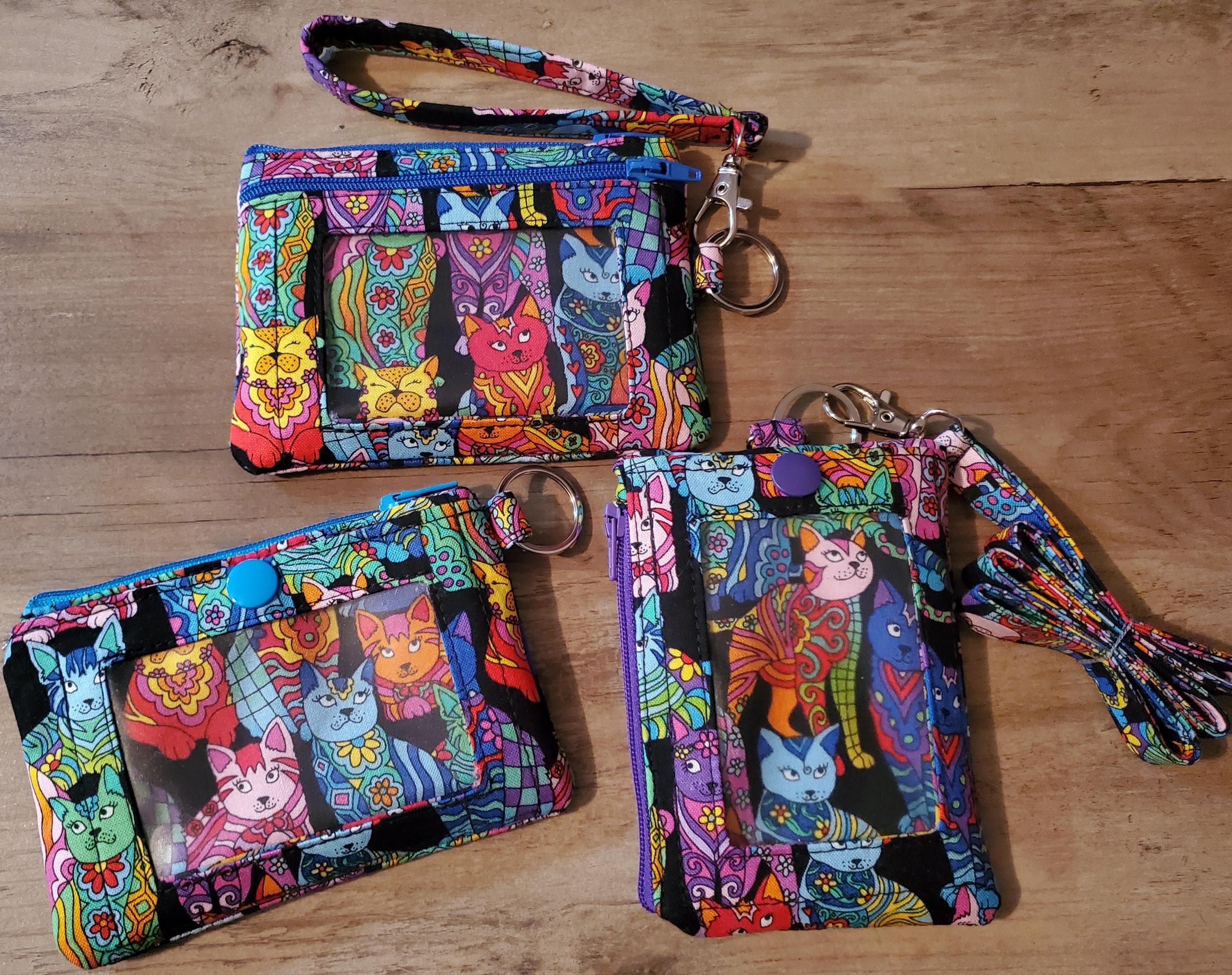 Porte-clés portefeuille super mignon avec imprimé chat multicolore