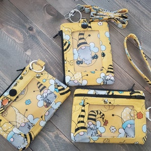 Monedero y llavero con estampado de gnomo de abeja de miel súper lindo