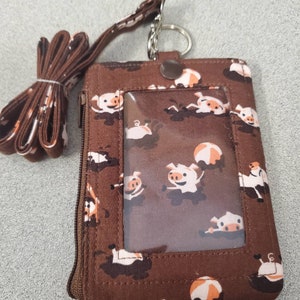 Llavero con billetera para identificación con estampado de cerdito súper lindo