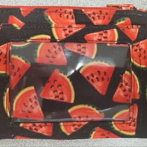 Llavero con forma de billetera para identificación con estampado de sandía súper lindo