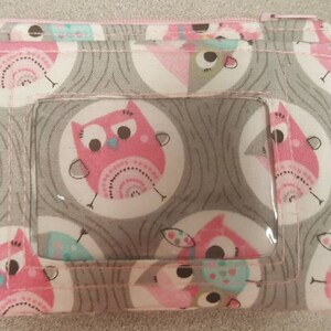 Monedero y llavero con estampado de búho gris y rosa súper lindo