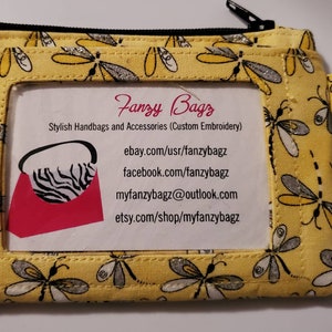 Monedero, llavero y cordón para la muñeca con estampado de libélula muy bonito