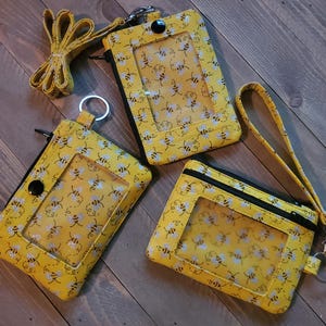 Monedero con llavero y pulsera con estampado de abejas de miel súper lindo
