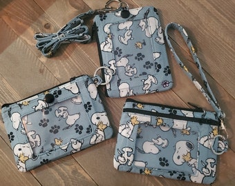 Super Cool Doggy Print ID Wallet Key Chain Wristlet/Lanyard/Sling Bag