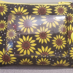 Llavero/cordón para billetera con identificación con estampado de girasoles súper lindo