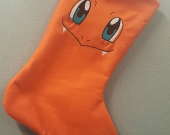 Adorable Handmade Orange Dragon Christmas Stocking