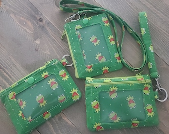 Super Cute Kermy Print ID Wallet Key Chain/Lanyard