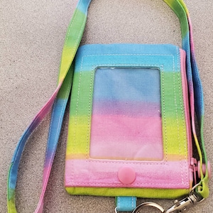Llavero con cordón para billetera con identificación y diseño de arcoíris de verano súper lindo
