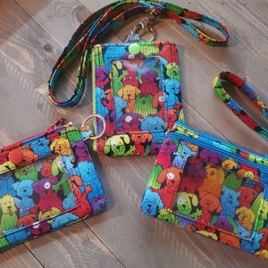Monedero y llavero con forma de identificación y moneda con estampado de cachorro multicolor súper lindo