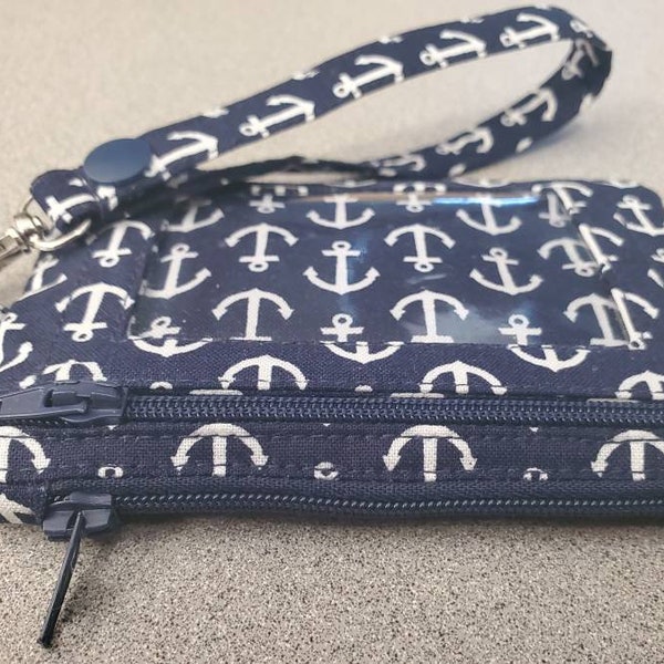 Super Cute Anchor Print ID & Coin Wallet Key Chain/Lanyard