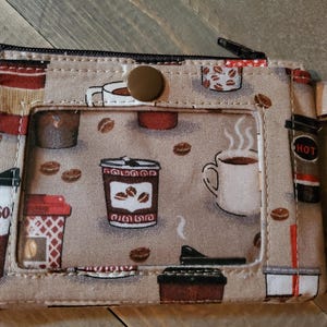 Super Cute Expresso Coffee Wristlet Lanyard ID/Badge Wallet w/Keyring Wallet(only)