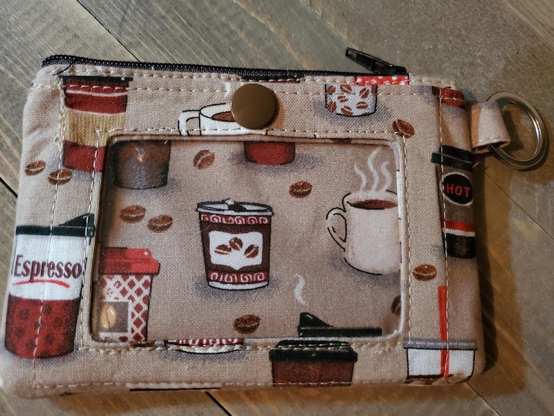 Super Cute Expresso Coffee Wristlet Lanyard ID/Badge Wallet w/Keyring Wallet(only)