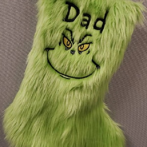 Adorable Handmade Furry Green Character Christmas Stocking