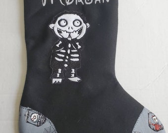 Handmade Christmas Zombie Ghost Boy Stocking-Monogram Ready