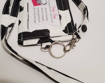 Super Cute MooMoo Cow Print ID Wallet Key Chain Lanyard