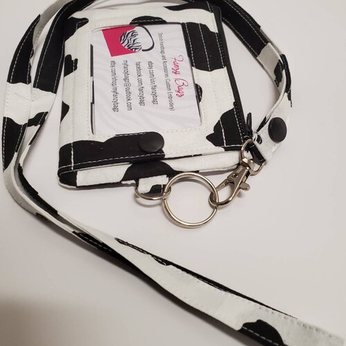 Super Cute Gray Moomoo Cow Print ID Wallet Key Chain Etsy