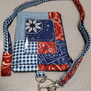 Super Cute Bandana Patchwork Print ID & Coin Wallet Key Ring Lanyard