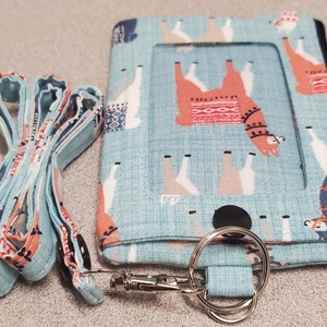Llavero con billetera para identificación con estampado de llama súper lindo