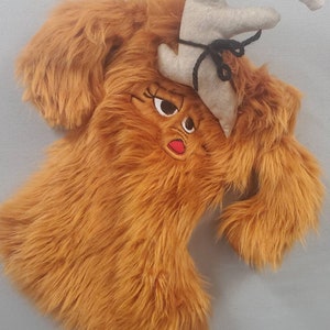 Adorable Handmade Inspired Furry Reindeer Dog Christmas Stocking