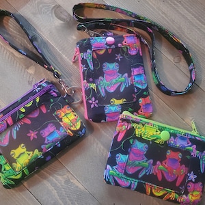 Llavero/cordón para billetera con identificación con estampado de ranas multicolor súper lindo
