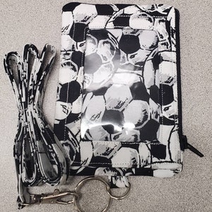 Monedero, llavero y cordón para la muñeca con estampado de balón de fútbol súper lindo