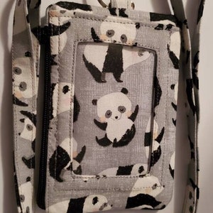 Monedero, llavero y cordón para la muñeca con estampado de panda súper lindo