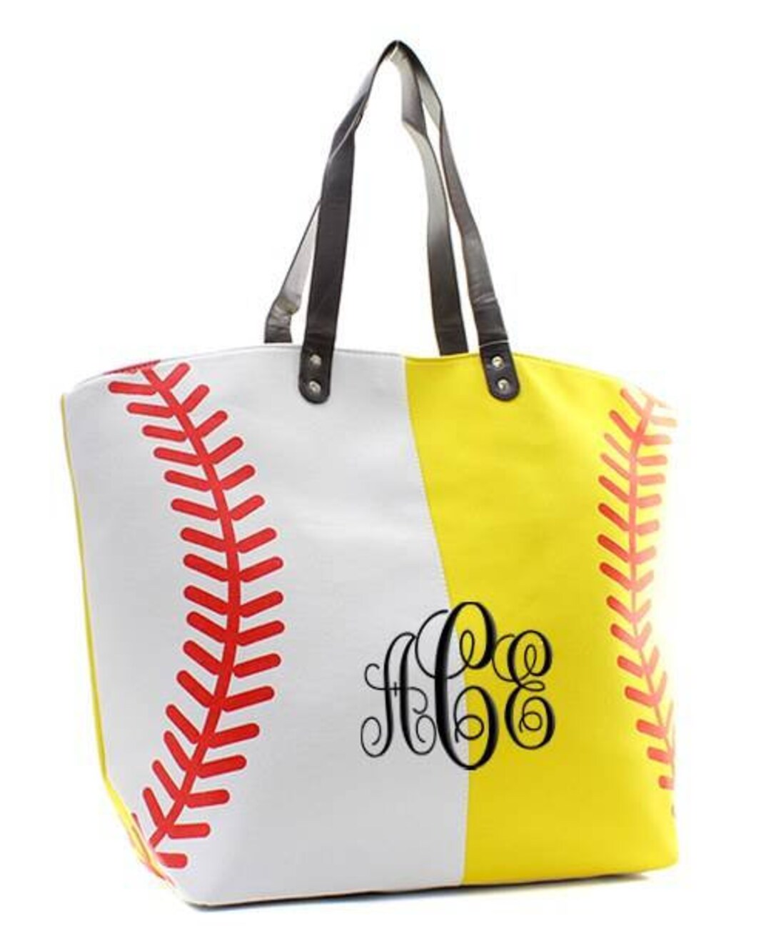 Super Cute Large Solid Softball/baseball Tote Print Canvas Tote