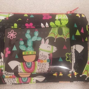 Super Cute Llama Print ID Coin Wallet + Key Ring